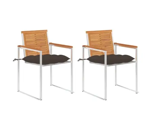 Dārza Krēsli Ar Matračiem, 2 Gab., Akācijas Masīvkoks, Tērauds Vidaxl