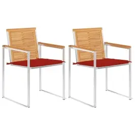 Dārza Krēsli Ar Matračiem, 2 Gab., Masīvs Tīkkoks, Tērauds Vidaxl