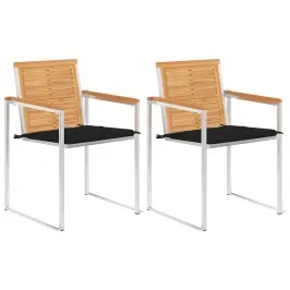 Dārza Krēsli Ar Matračiem, 2 Gab., Masīvs Tīkkoks, Tērauds Vidaxl