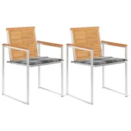 Dārza Krēsli Ar Matračiem, 2 Gab., Masīvs Tīkkoks, Tērauds Vidaxl