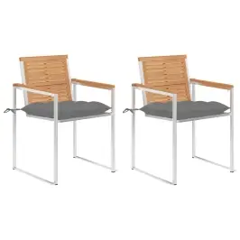 Dārza Krēsli Ar Matračiem, 2 Gab., Masīvs Tīkkoks, Tērauds Vidaxl