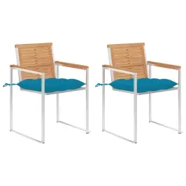 Dārza Krēsli Ar Matračiem, 2 Gab., Masīvs Tīkkoks, Tērauds Vidaxl