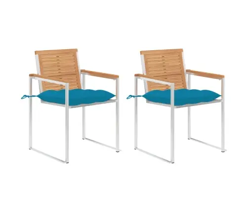 Dārza Krēsli Ar Matračiem, 2 Gab., Masīvs Tīkkoks, Tērauds Vidaxl