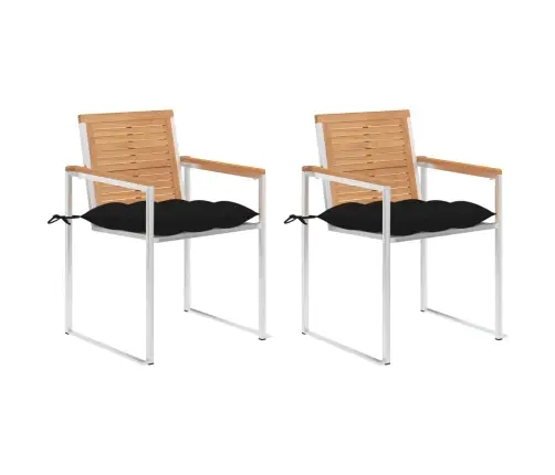 Dārza Krēsli Ar Matračiem, 2 Gab., Masīvs Tīkkoks, Tērauds Vidaxl