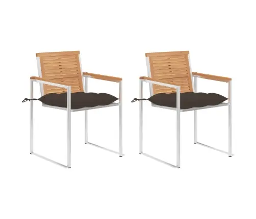 Dārza Krēsli Ar Matračiem, 2 Gab., Masīvs Tīkkoks, Tērauds Vidaxl