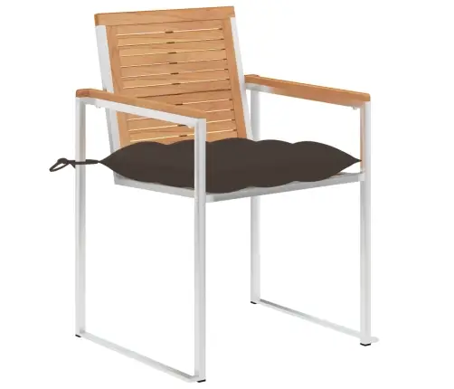 Dārza Krēsli Ar Matračiem, 2 Gab., Masīvs Tīkkoks, Tērauds Vidaxl