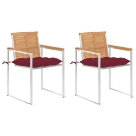 Dārza Krēsli Ar Matračiem, 2 Gab., Masīvs Tīkkoks, Tērauds Vidaxl