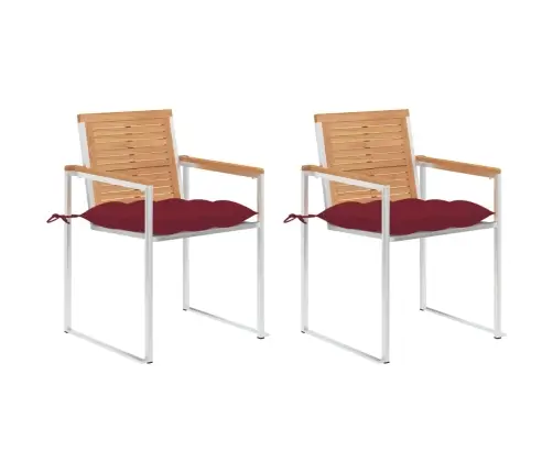 Dārza Krēsli Ar Matračiem, 2 Gab., Masīvs Tīkkoks, Tērauds Vidaxl