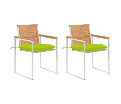 Dārza Krēsli Ar Matračiem, 2 Gab., Masīvs Tīkkoks, Tērauds Vidaxl
