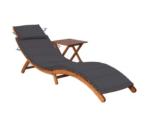 Dārza Sauļošanās Zvilnis Ar Matraci Un Galdiņu, Akācijas Koks Vidaxl