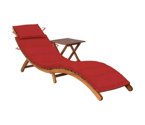 Päevitustool Laua Ja Istmepadjaga, Akaatsiapuit