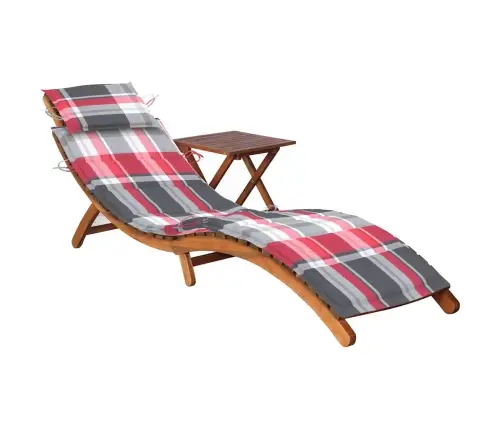 Dārza Sauļošanās Zvilnis Ar Matraci Un Galdiņu, Akācijas Koks Vidaxl