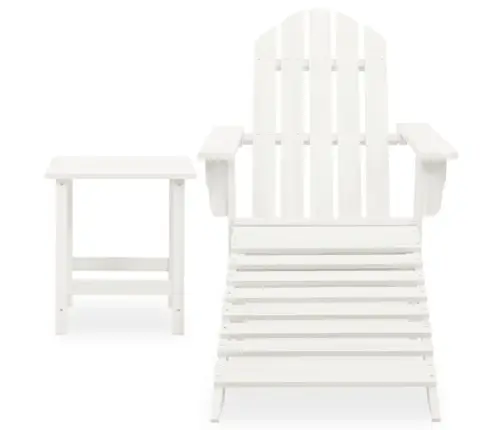 Dārza Krēsls Ar Kāju Balstu Un Galdiņu, Egles Koks, Balts Vidaxl