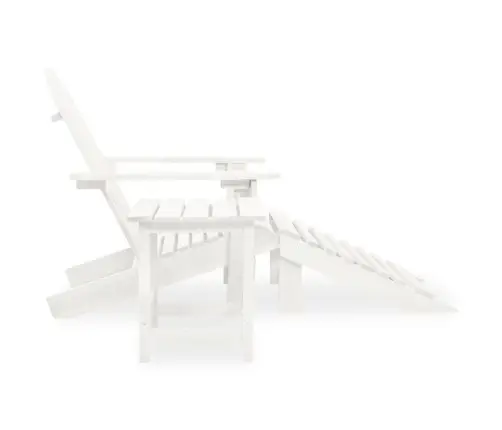 Dārza Krēsls Ar Kāju Balstu Un Galdiņu, Egles Koks, Balts Vidaxl