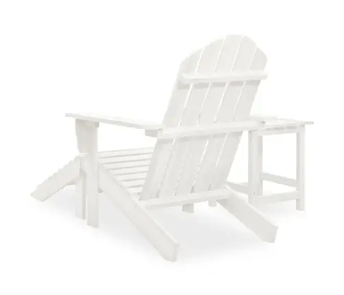 Dārza Krēsls Ar Kāju Balstu Un Galdiņu, Egles Koks, Balts Vidaxl