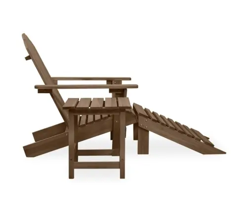 Dārza Krēsls Ar Kāju Balstu Un Galdiņu, Egles Masīvkoks, Brūns Vidaxl