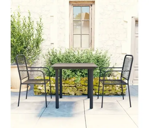 3-Daļīgs Dārza Mēbeļu Komplekts, Stikls, Tērauds, Melns Vidaxl