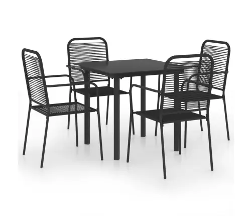 5-Daļīgs Dārza Mēbeļu Komplekts, Stikls, Tērauds, Melns Vidaxl