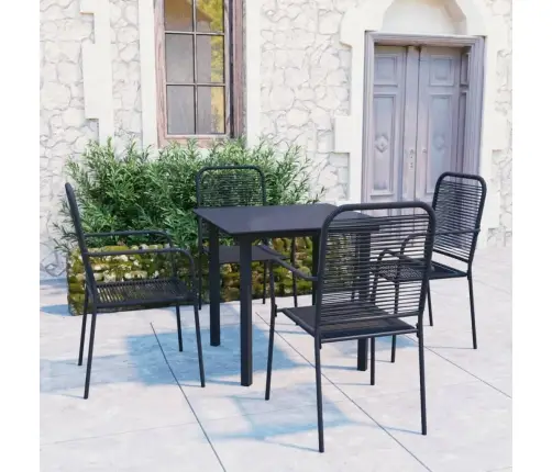 5-Daļīgs Dārza Mēbeļu Komplekts, Stikls, Tērauds, Melns Vidaxl