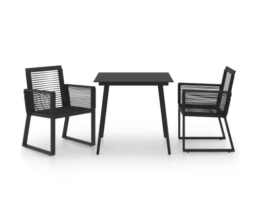 3-Daļīgs Dārza Mēbeļu Komplekts, Pvc Rotangpalma, Melns Vidaxl