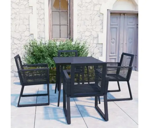 5-Daļīgs Dārza Mēbeļu Komplekts, Pvc Rotangpalma, Melns Vidaxl 5-Daļīgs Dārza Mēbeļu Komplekts, Pvc Rotangpalma, Melns Vidaxl