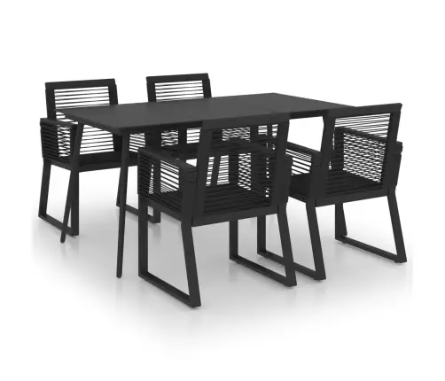 5-Daļīgs Dārza Mēbeļu Komplekts, Pvc Rotangpalma, Melns Vidaxl