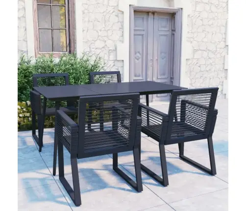 5-Daļīgs Dārza Mēbeļu Komplekts, Pvc Rotangpalma, Melns Vidaxl