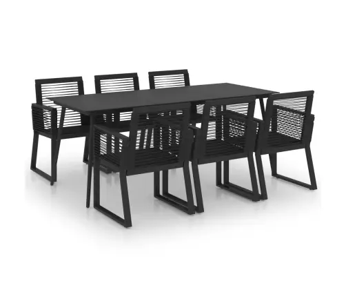 7-Daļīgs Dārza Mēbeļu Komplekts, Pvc Rotangpalma, Melns Vidaxl