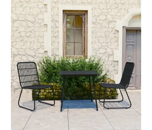 3-Daļīgs Dārza Mēbeļu Komplekts, Pe Rotangpalma Un Stikls Vidaxl