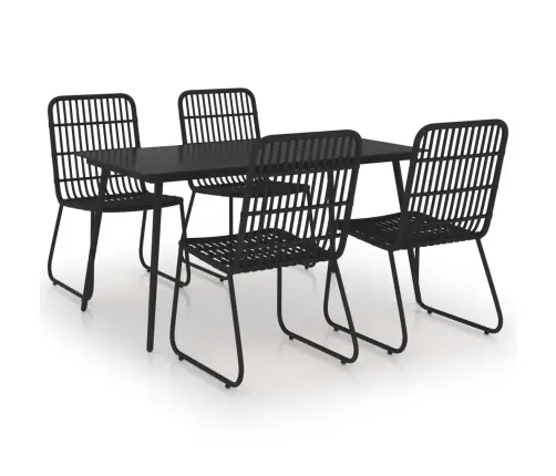 5-Daļīgs Dārza Mēbeļu Komplekts, Pe Rotangpalma Un Stikls Vidaxl