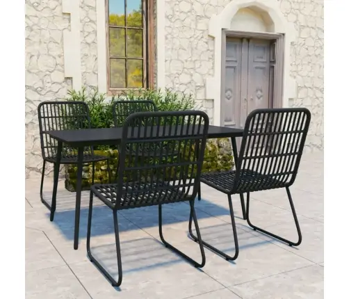 5-Daļīgs Dārza Mēbeļu Komplekts, Pe Rotangpalma Un Stikls Vidaxl