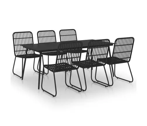 Lauko Valgomojo Komplektas, 7 Dalių, Poliratanas Ir Stiklas