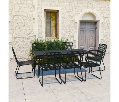 9-Daļīgs Dārza Mēbeļu Komplekts, Pe Rotangpalma Un Stikls Vidaxl