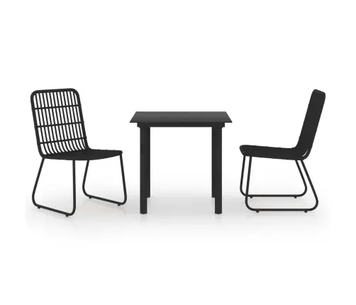 3-Osaline Aiamööblikomplekt, Polürotang Ja Klaas