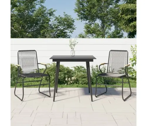 3-Daļīgs Dārza Mēbeļu Komplekts, Pvc Rotangpalma, Melns Vidaxl