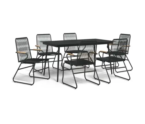 7-Daļīgs Dārza Mēbeļu Komplekts, Melna Pvc Rotangpalma Vidaxl