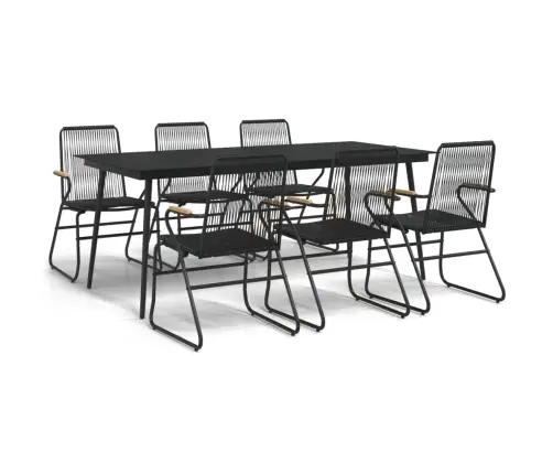 Sodo Valgomojo Komplektas, 7 Dalių, Juodas, Pvc Ratanas