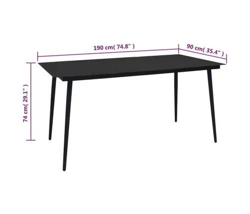 Sodo Valgomojo Komplektas, 7 Dalių, Juodas, Pvc Ratanas