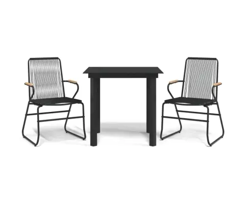 3-Daļīgs Dārza Mēbeļu Komplekts, Pvc Rotangpalma, Melns Vidaxl