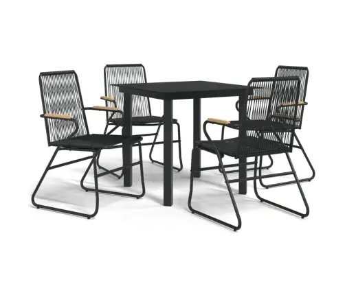 5-Daļīgs Dārza Mēbeļu Komplekts, Melns, Pvc Rotangpalma Vidaxl