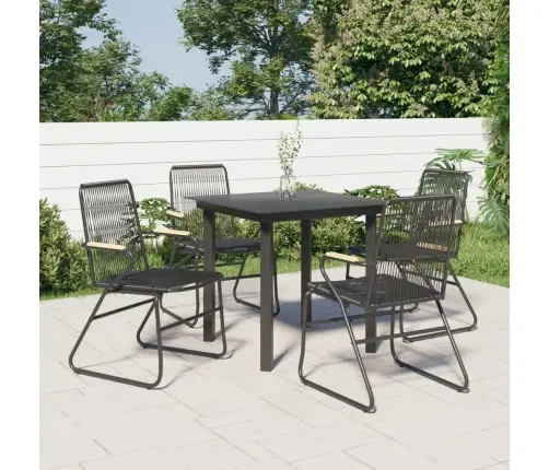 5-Daļīgs Dārza Mēbeļu Komplekts, Melns, Pvc Rotangpalma Vidaxl