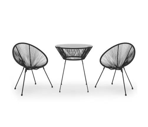 3-Daļīgs Dārza Mēbeļu Komplekts, Pvc Rotangpalma, Melns Vidaxl