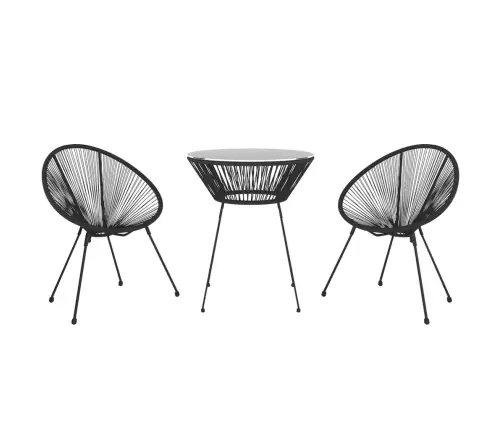 3-Daļīgs Dārza Mēbeļu Komplekts, Pvc Rotangpalma, Melns Vidaxl