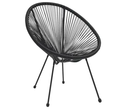 5-Osaline Aiamööbli Komplekt, Pvc-Rotang, Must