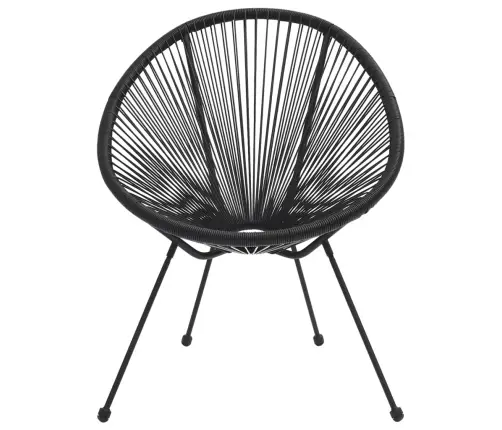 5-Osaline Aiamööbli Komplekt, Pvc-Rotang, Must