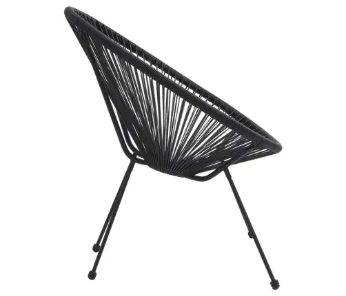 5-Osaline Aiamööbli Komplekt, Pvc-Rotang, Must