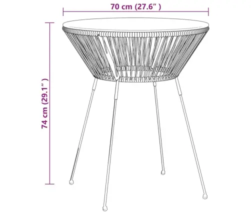 5-Osaline Aiamööbli Komplekt, Pvc-Rotang, Must