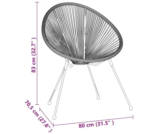 5-Osaline Aiamööbli Komplekt, Pvc-Rotang, Must