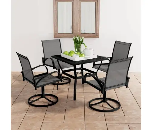 5-Daļīgs Dārza Mēbeļu Komplekts, Tekstilēns, Tērauds Vidaxl