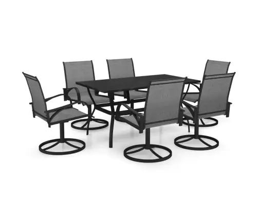 7-Daļīgs Dārza Mēbeļu Komplekts, Tekstilēns, Tērauds Vidaxl